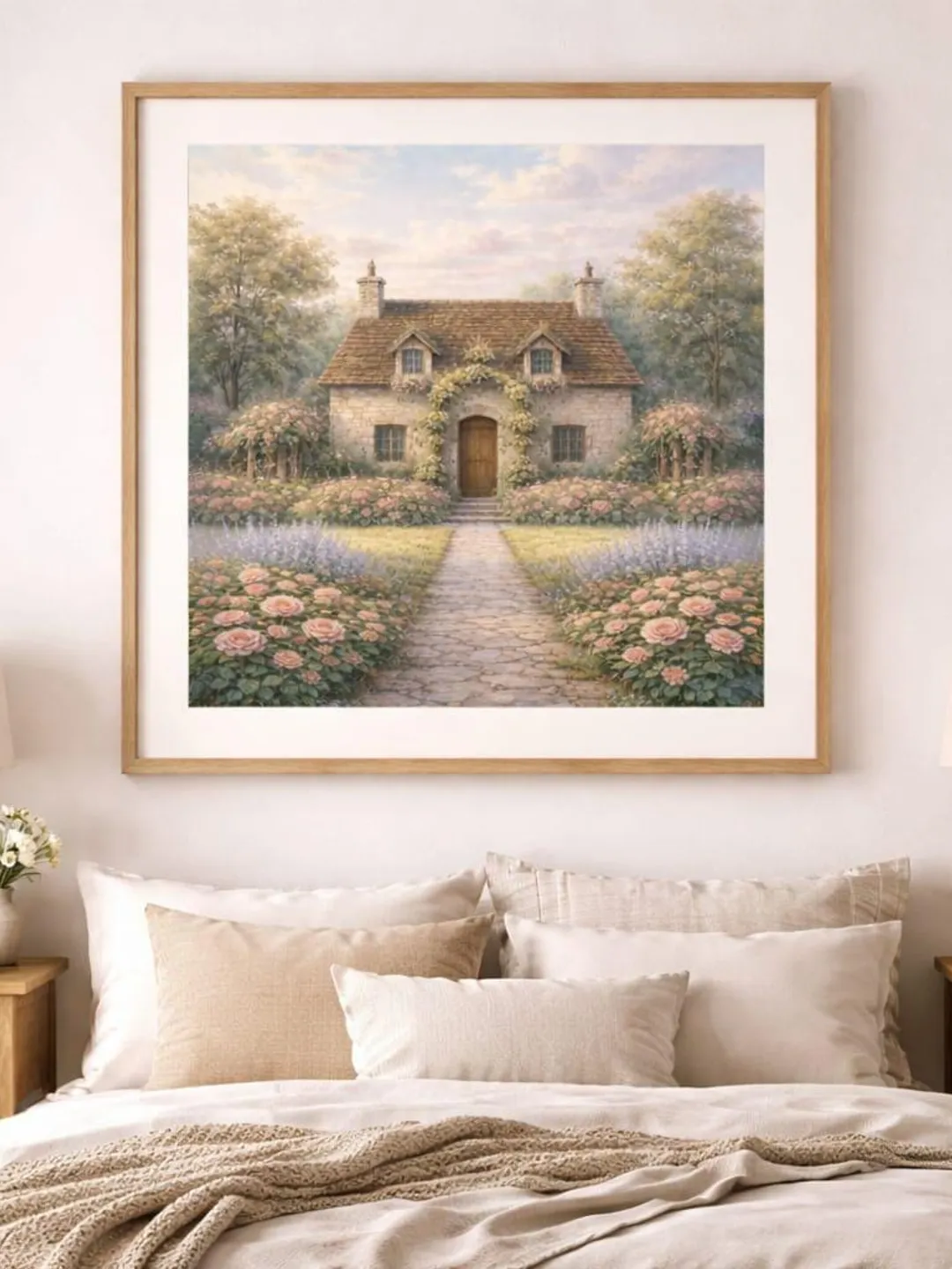 Vintage Watercolor Floral Print – Pastel Cottagecore Garden Wall Art