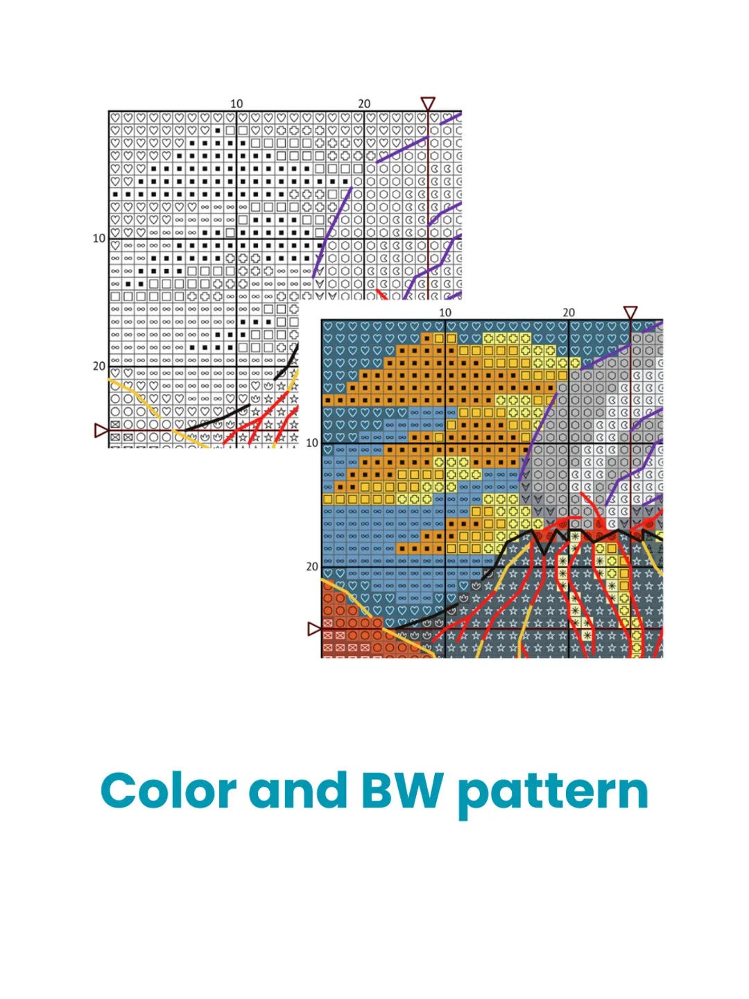 Cross stitch pattern Volcano, instant download PDF