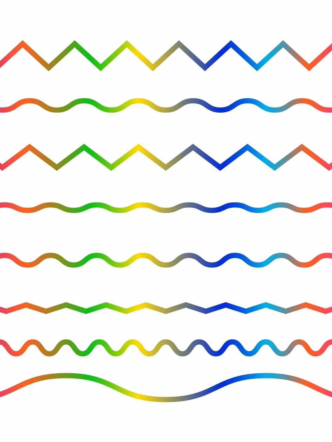 Rainbow/Zigzag and Wave Divider Set/Vibrant Neon Linear Vector ...