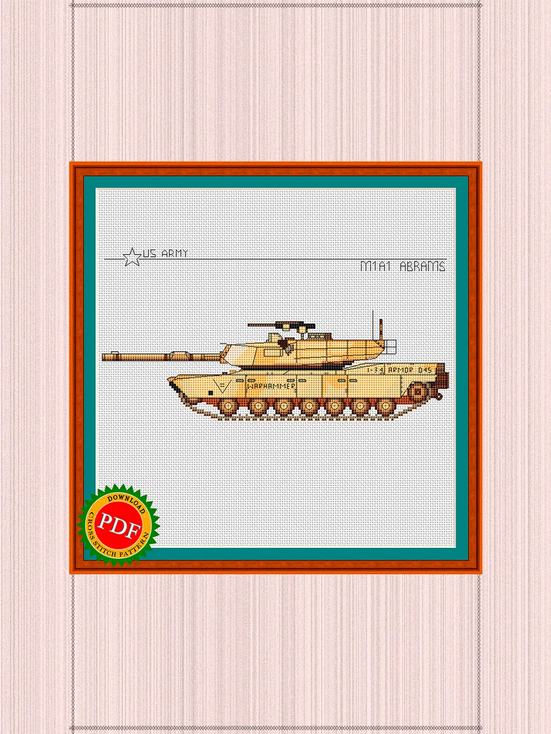 M1 Abrams Cross Stitch Pattern | The Abrams Main Battle Tank