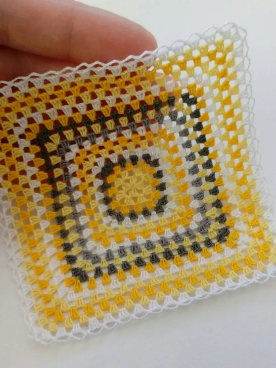 Miniature Striped Square Blanket in Yellow, Grey and White