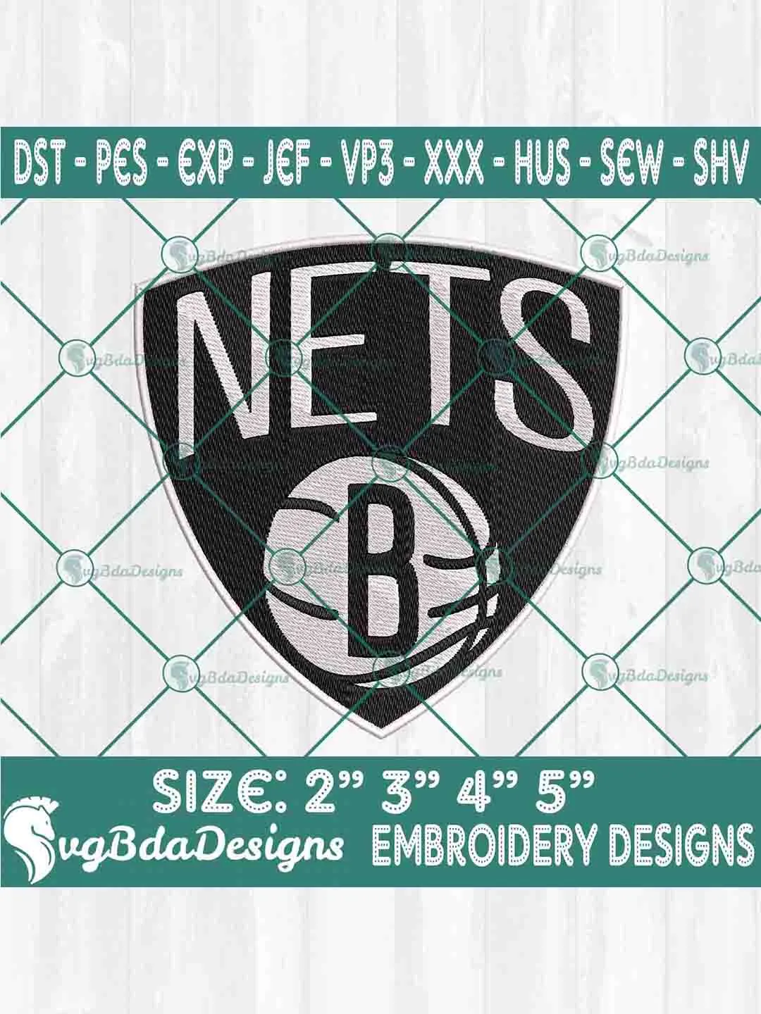 Brooklyn Nets Machine Embroidery Design, NBA Embroidery Machine Designs