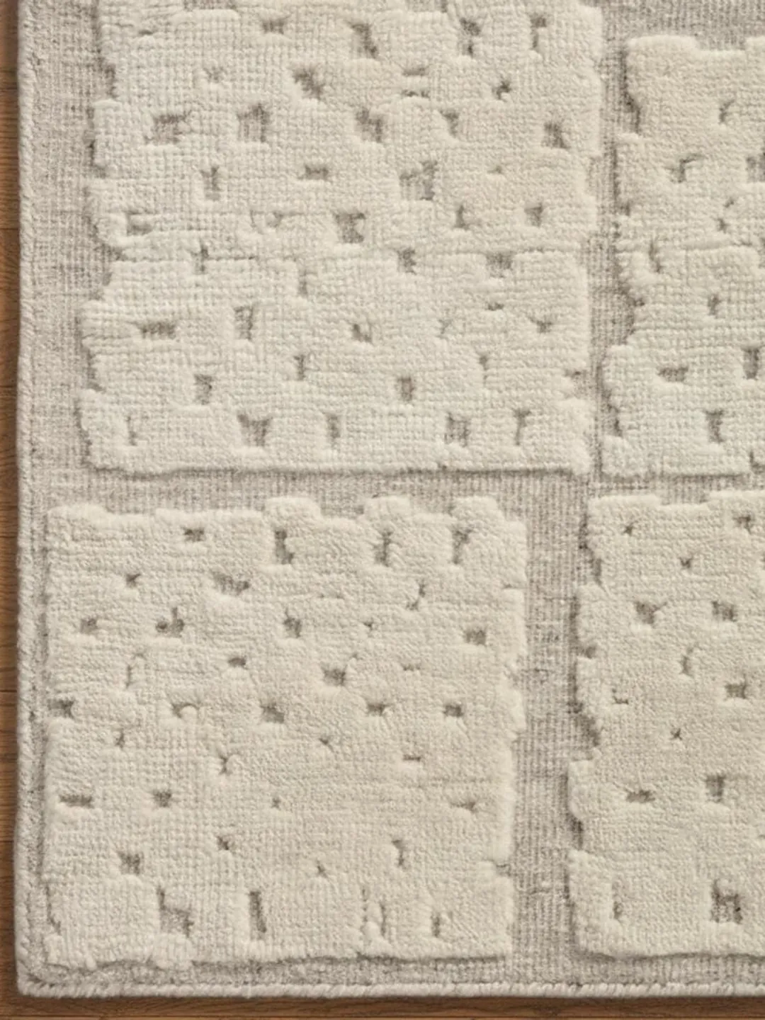 large 9x12 Hand Knotted Wool Area Rug: Ivory Grey Geometric Pebble ...