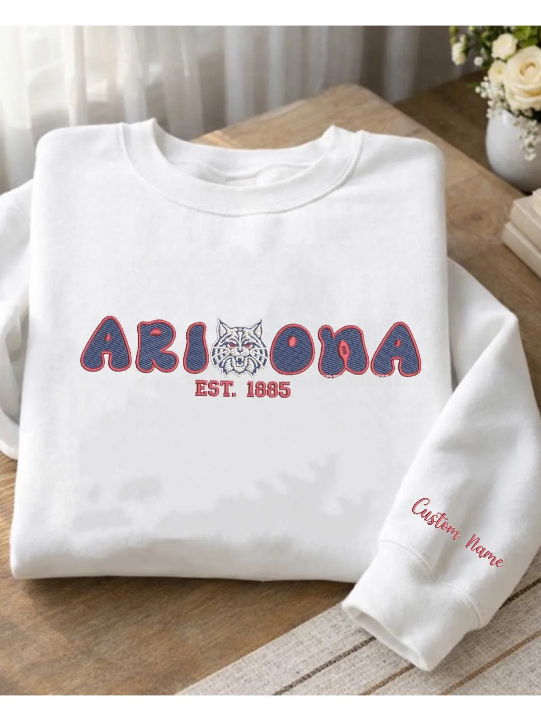 Arizona Wildcat Est Embroidered Sweatshirt, Sport Embroidered Crewneck, Football Embroidered Shirt, College Sweatshirt, Crewneck Gift