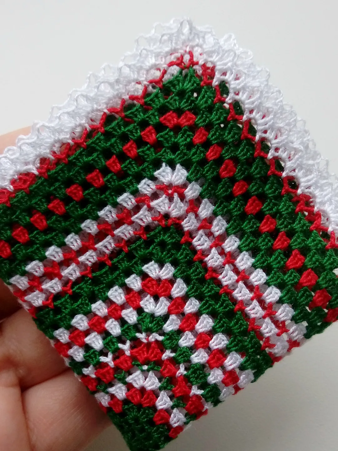 Miniature Green and Red Blanket for Dollhouse