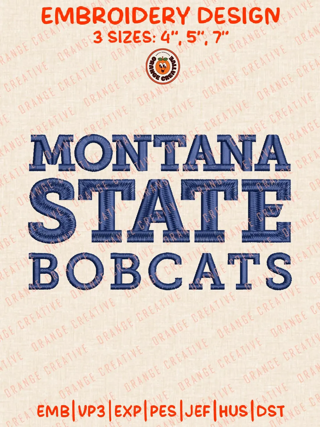 NCAA Montana State Bobcats Text Embroidery Design, NCAA Team Logo Embroidery Design, Machine Embroidery Design File, 4 Sizes, Custom Size, Digital Download