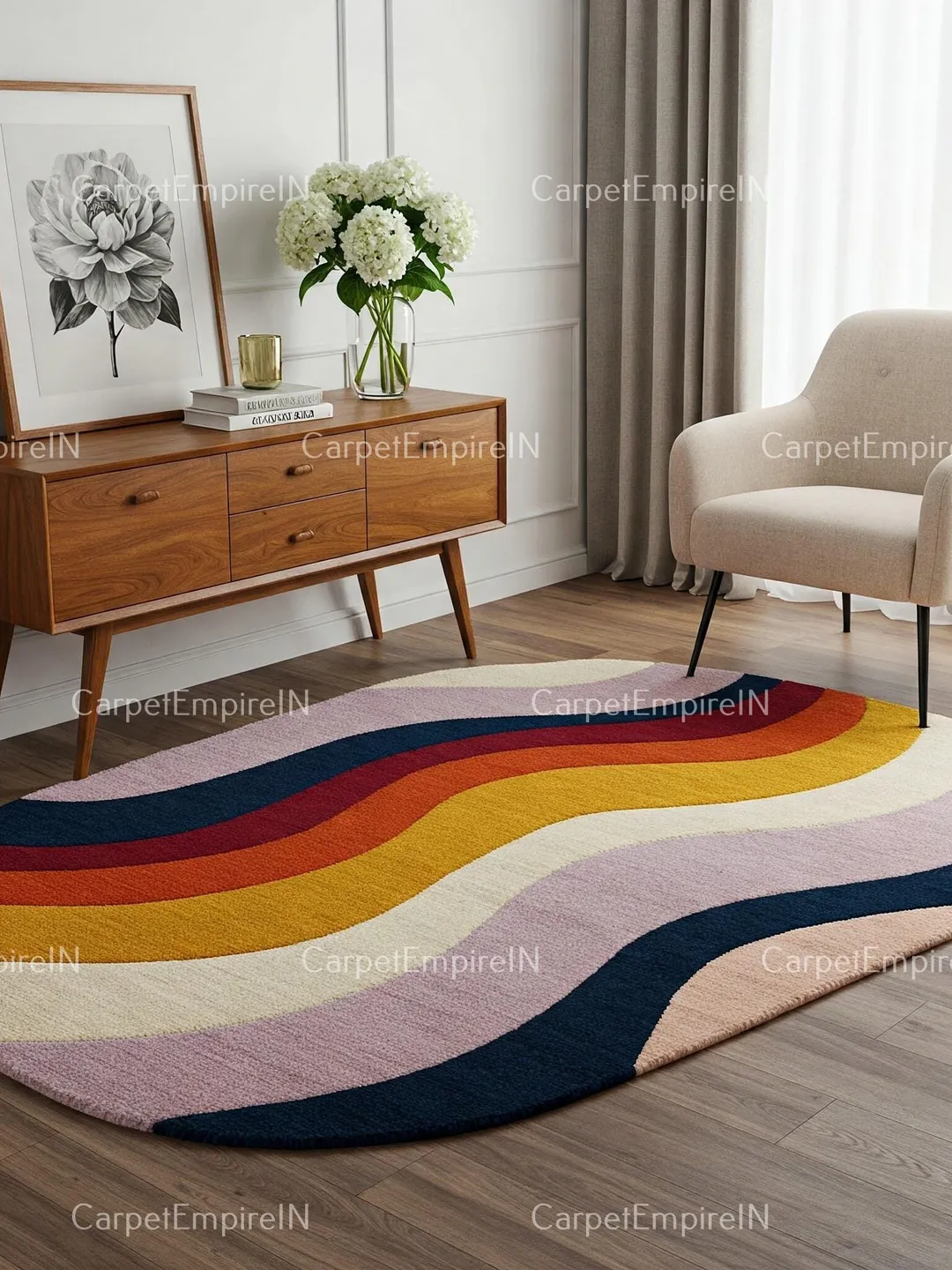 8x10 Irregular-Shaped Rug | Hand-Tufted 100% Wool Handmade Layered Area Rug | Carpet for Home, Bedroom, Living Room, Kids' Room, Custom Rug.