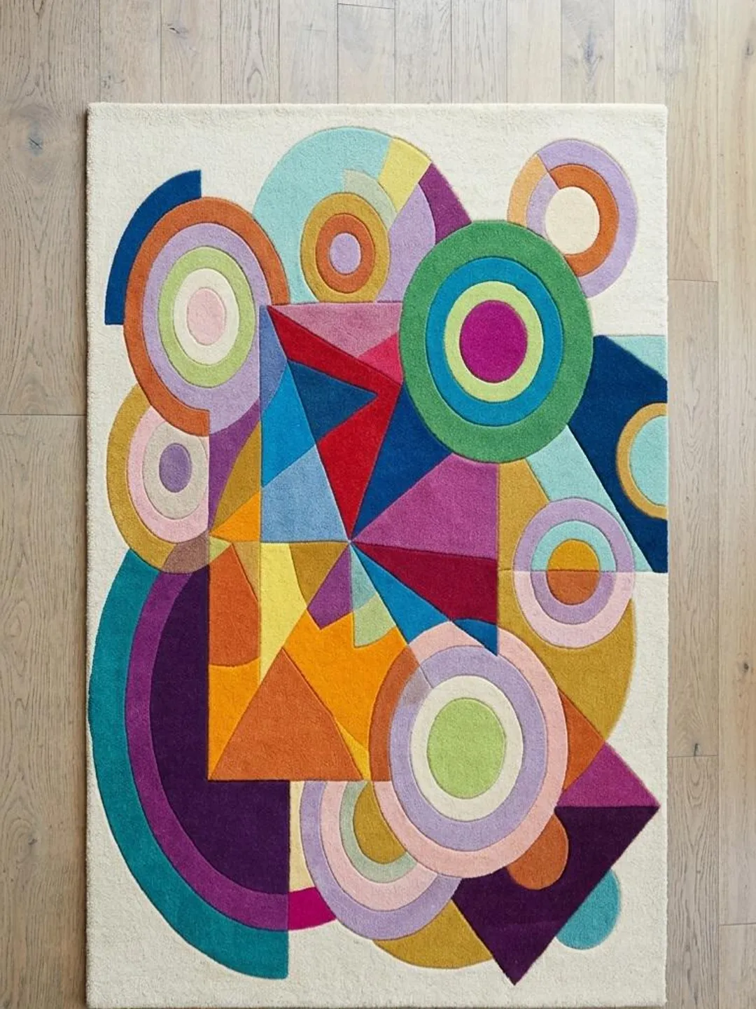 Hand Tufted Wool Rug | Colorful Abstract Geometric Modern Area Rug
