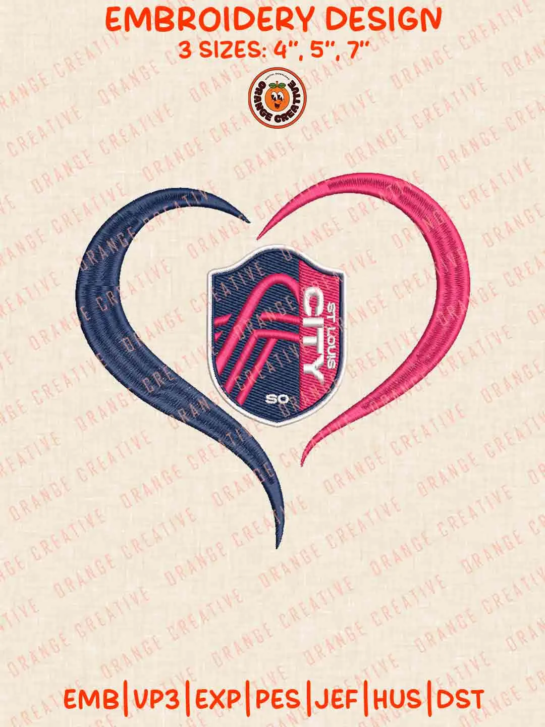 St. Louis CITY SC Heart Logo Logo Embroidery Files, MLS St. Louis CITY SC Logo Embroidery Designs, League Soccer Machine Embroidery Files, MLS St. Louis CITY SC Team Machine Embroidery, 3 sizes, Digital Download