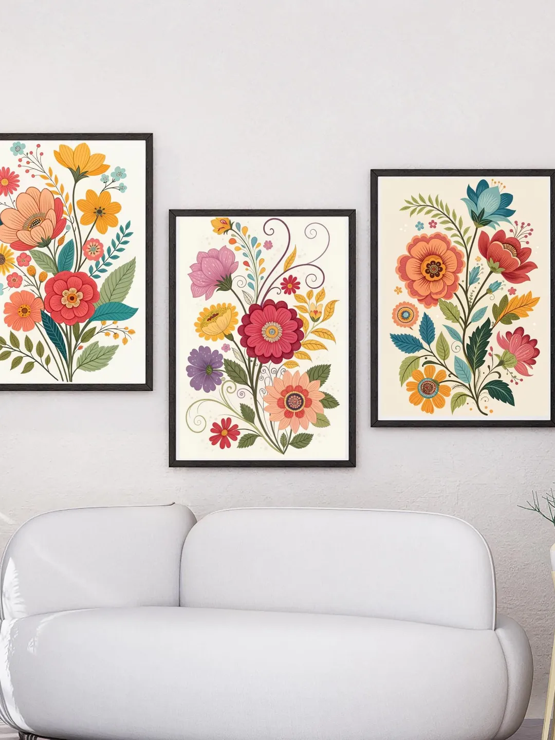 Rainbow Floral Abstract Art Print – Vibrant Butterfly Flower Wall Decor
