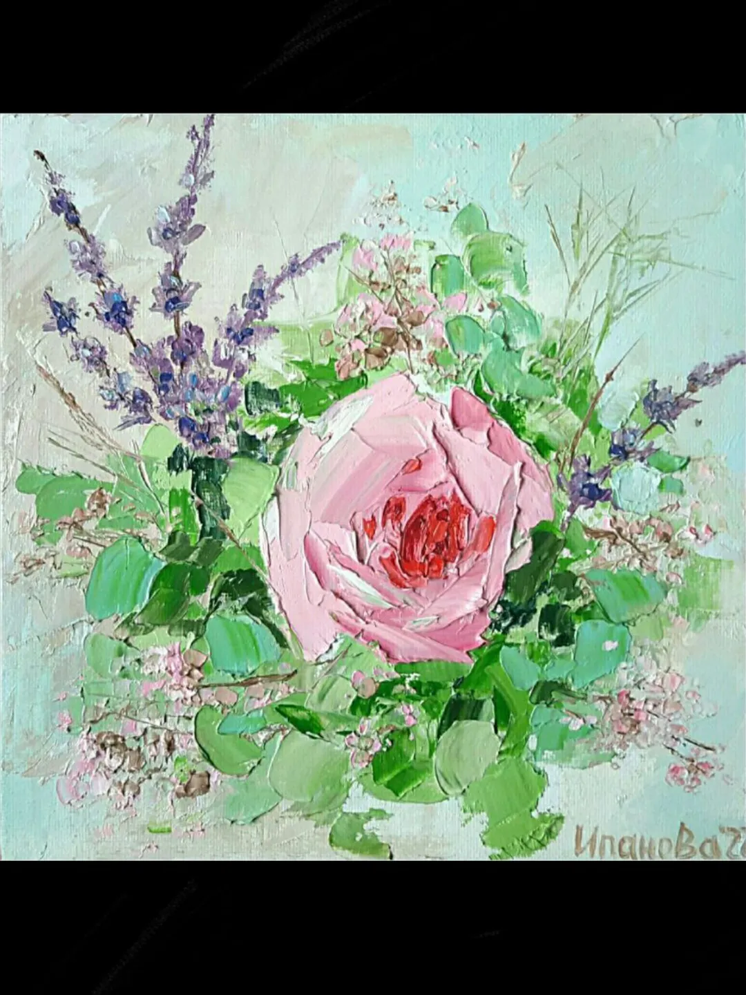 Pink Roses Original Oil Painting Flowers Impasto Floral Artwork