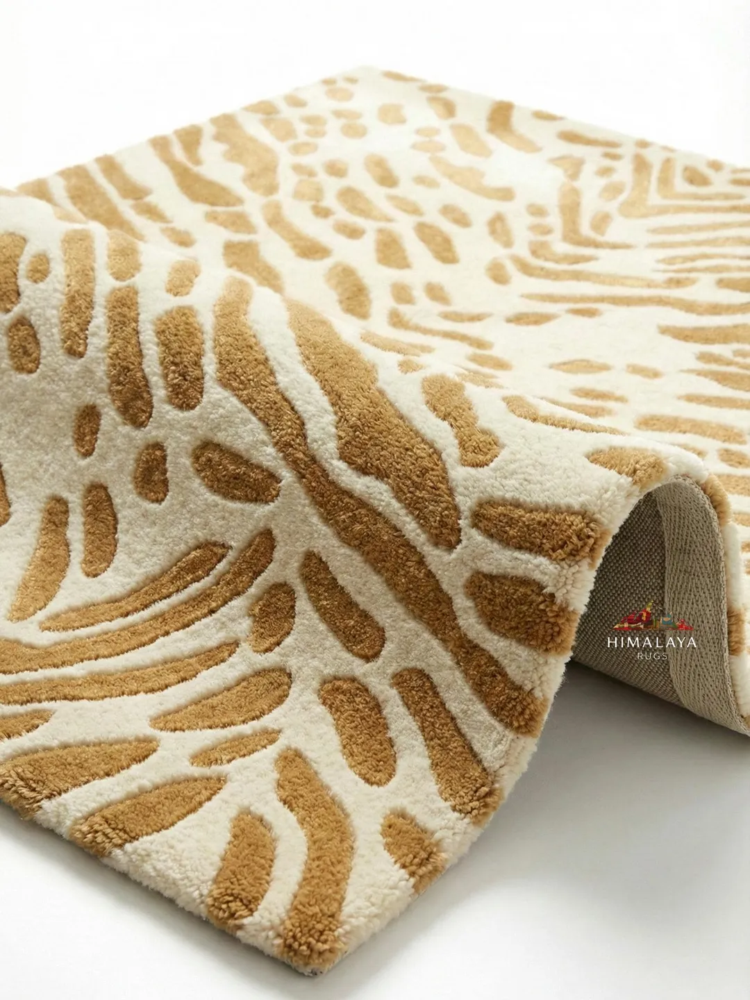 Hand Tufted Wool Rug, Neutral Antelope Print, Modern Safari Style