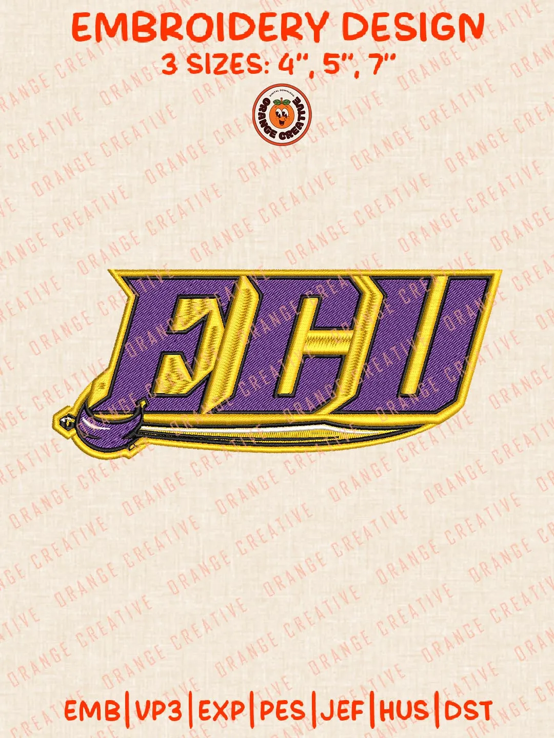 ECU Pirates Logos Embroidery Design Files, NCAA Logos Embroidery Designs, NCAA East Carolina Pirates Machine Embroidery Files, 3 Sizes, Custom Sizes, Instant Download