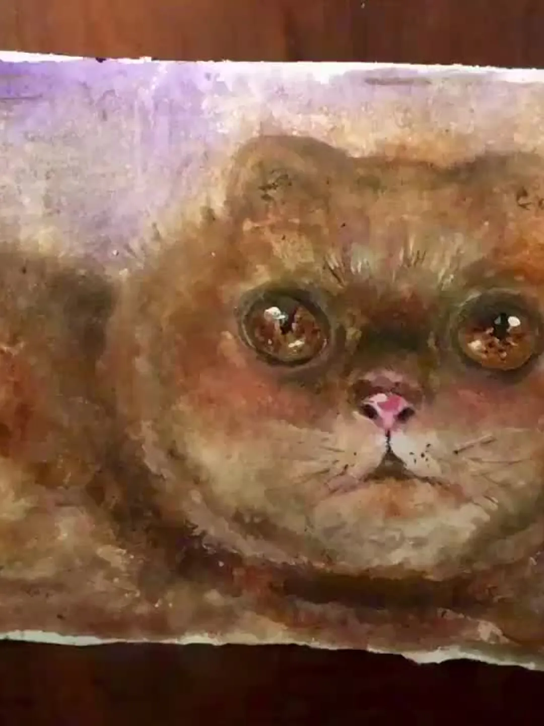 Fat cat original watercolour painting,persian cat painting fluffy red ...