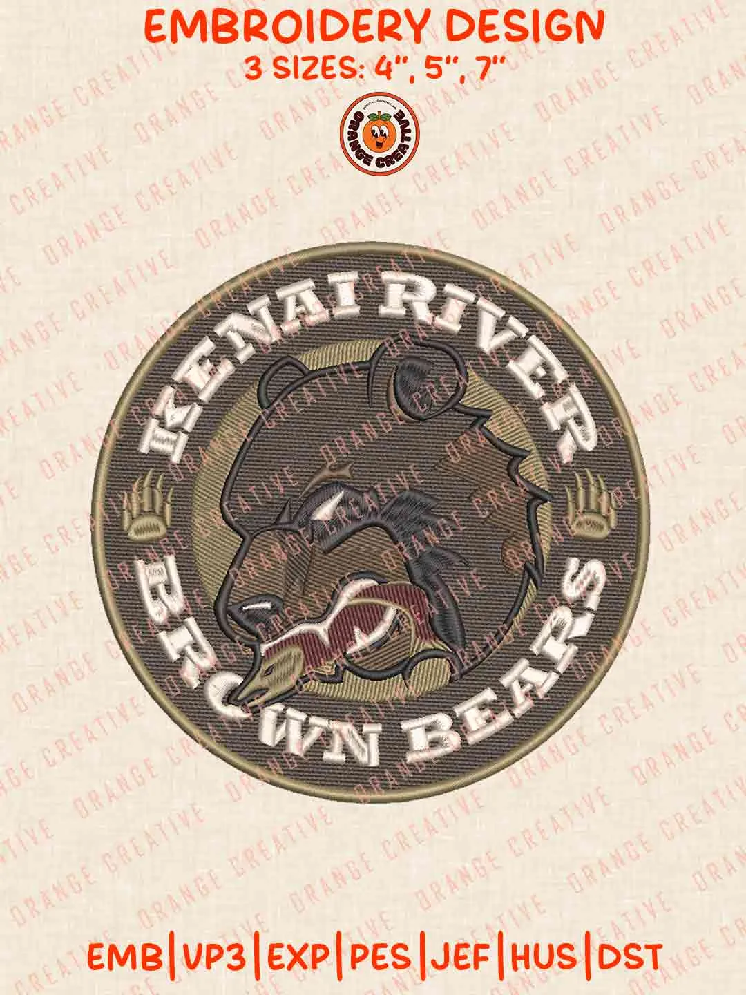 Brown Bear Embroidery Design Files, Football Embroidery Designs, Sport Machine Embroidery Files, 3 Sizes, Custom Sizes, Instant Download