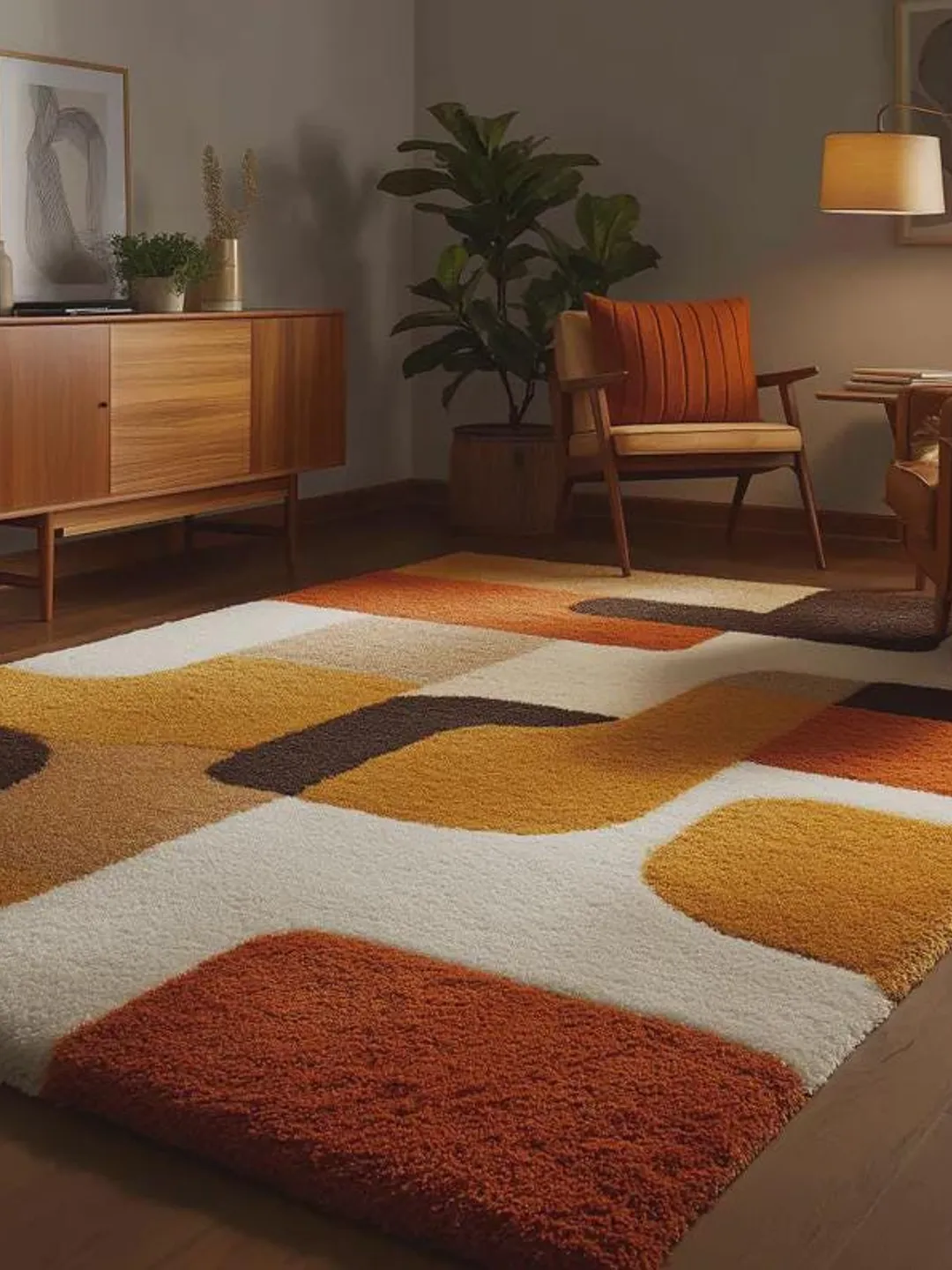 Jigsaw Abstract Block Pattern Rug Hand Tufted Wool Rug, Mid Century Modern Geometric Carpet, Abstract ...