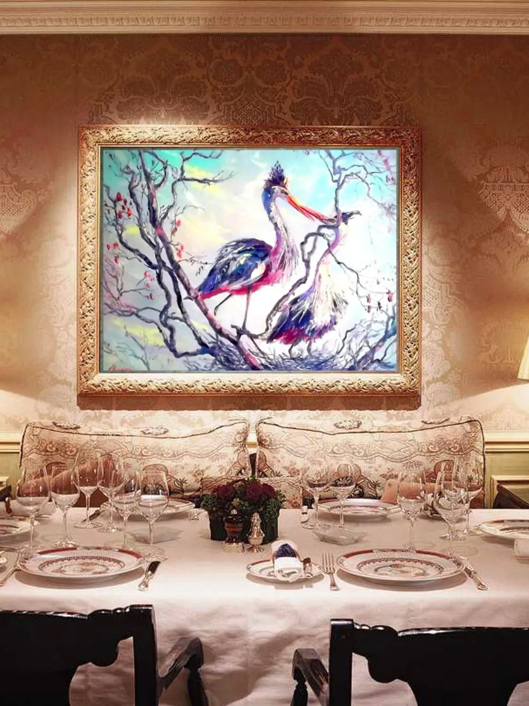 BIRDS Painting On Canvas Original LOVE Oil Painting Birds Artist Svinar Oksana