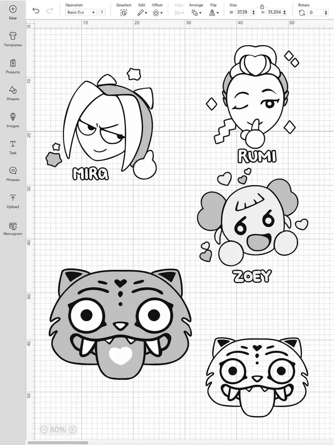 K‑Pop Demon Hunters Rumi Mira Zoey PNG SVG Huntrix Cricut