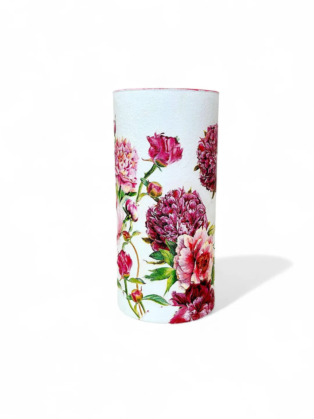 Painted Glass Rose Flower Vase Hand-Painted Floral Home Decor