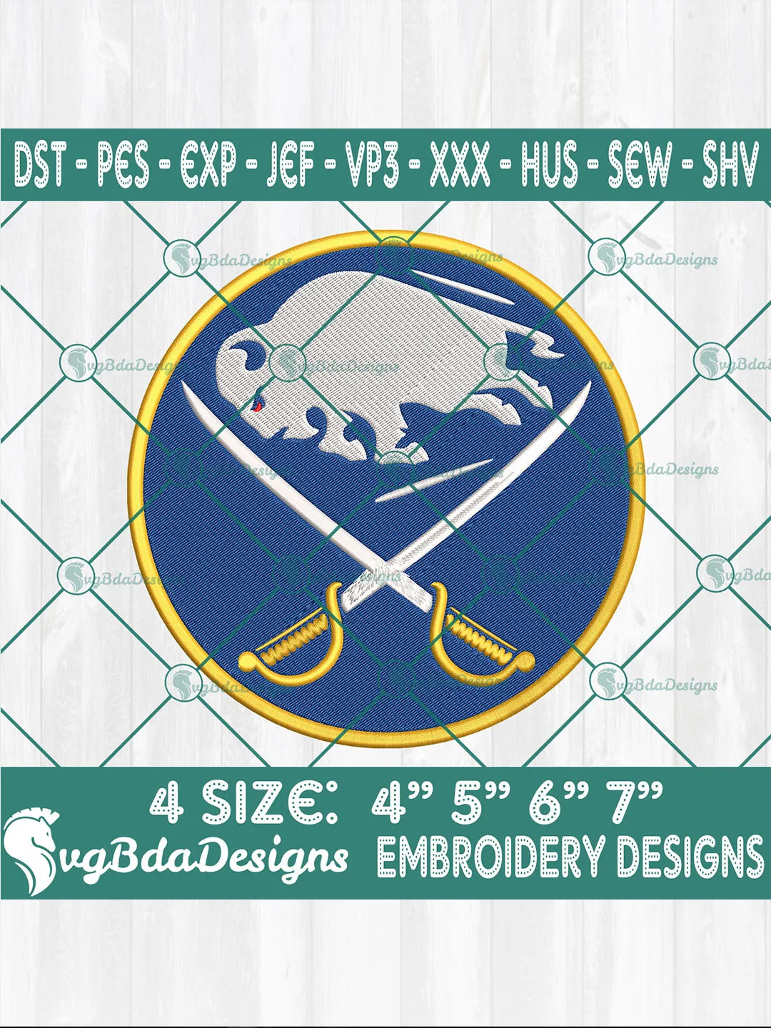 Buffalo Sabres Embroidery Designs | NHL Hockey Logo Digital Files