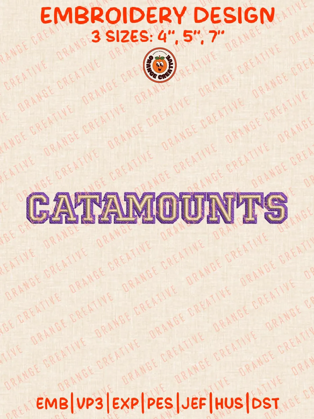 Catamounts Text Embroidery Design, NCAA Western Carolina Catamounts Team Logo Embroidery Design, Machine Embroidery Design File, 4 Sizes, Digital Download