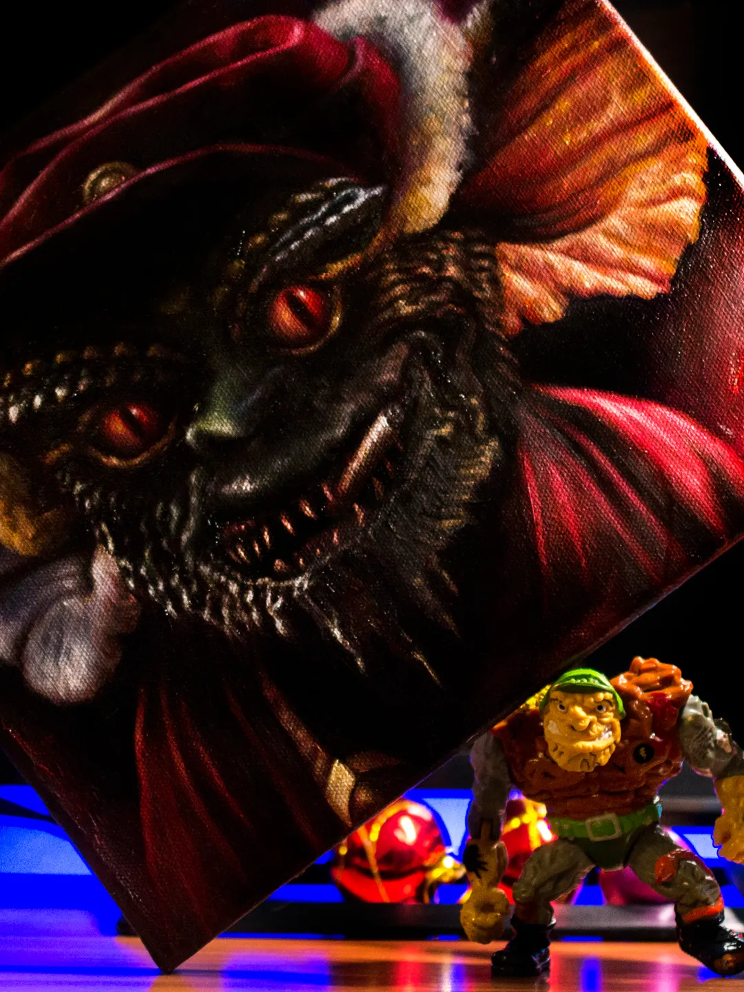 Original Oil painting Gremlin with a cigarette