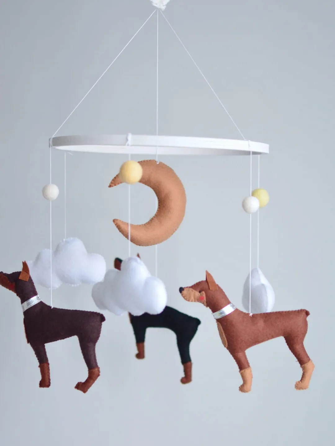 Baby mobile with puppies Doberman for Nursery decor, Dog crib mobile , Custom mobile