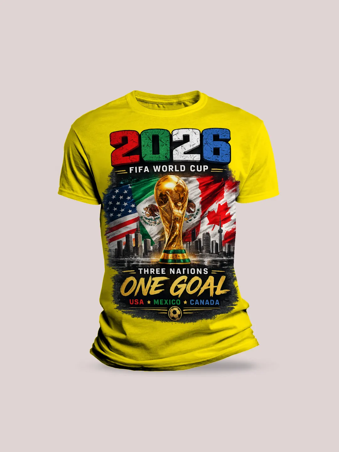 2026 FIFA World Cup Three Nations One Goal T-Shirt Design