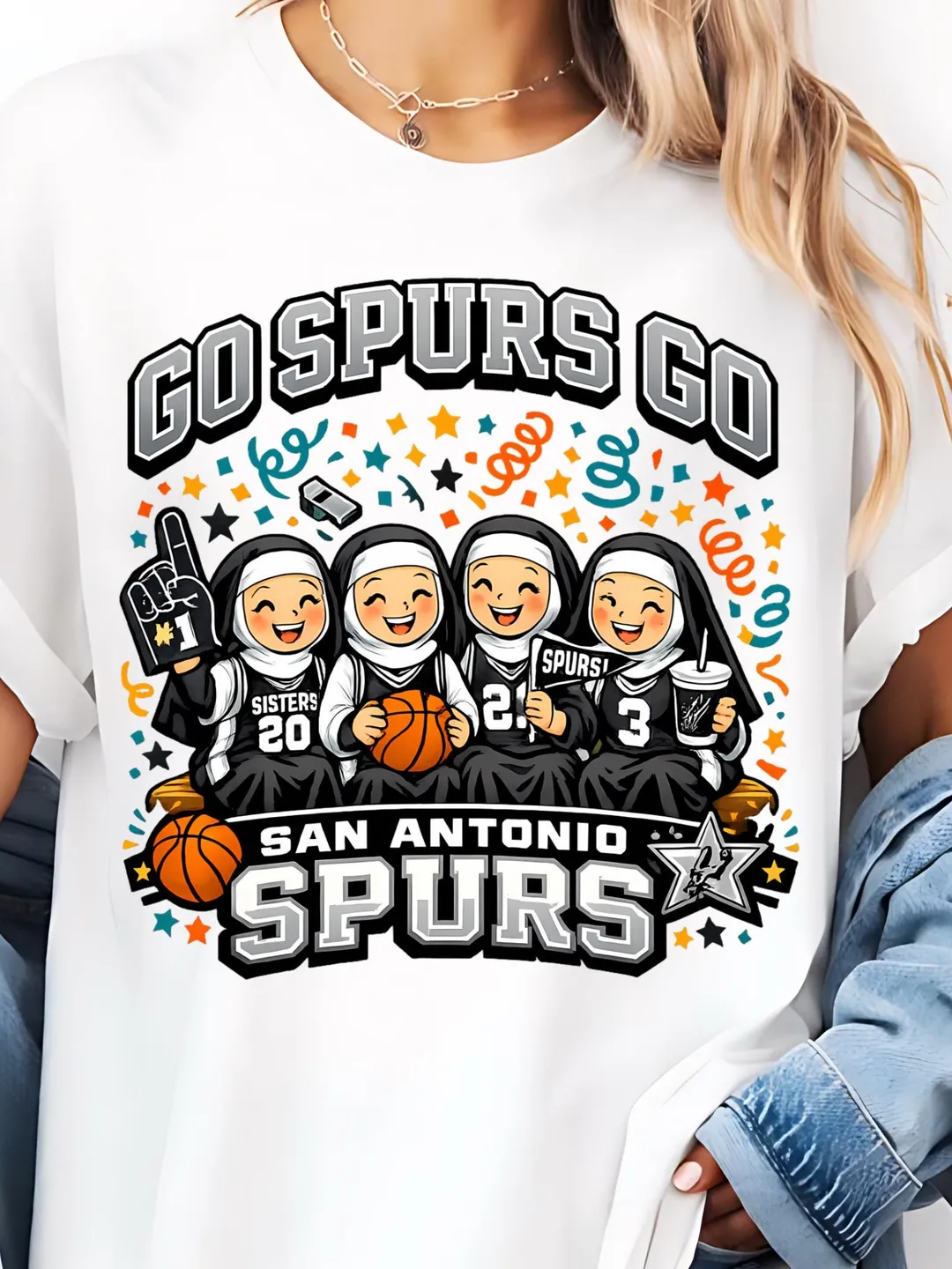 Go Spurs Go Basketball Players T-Shirt, San Antonio Spurs Fan Tee, Nuns Basketball Shirt