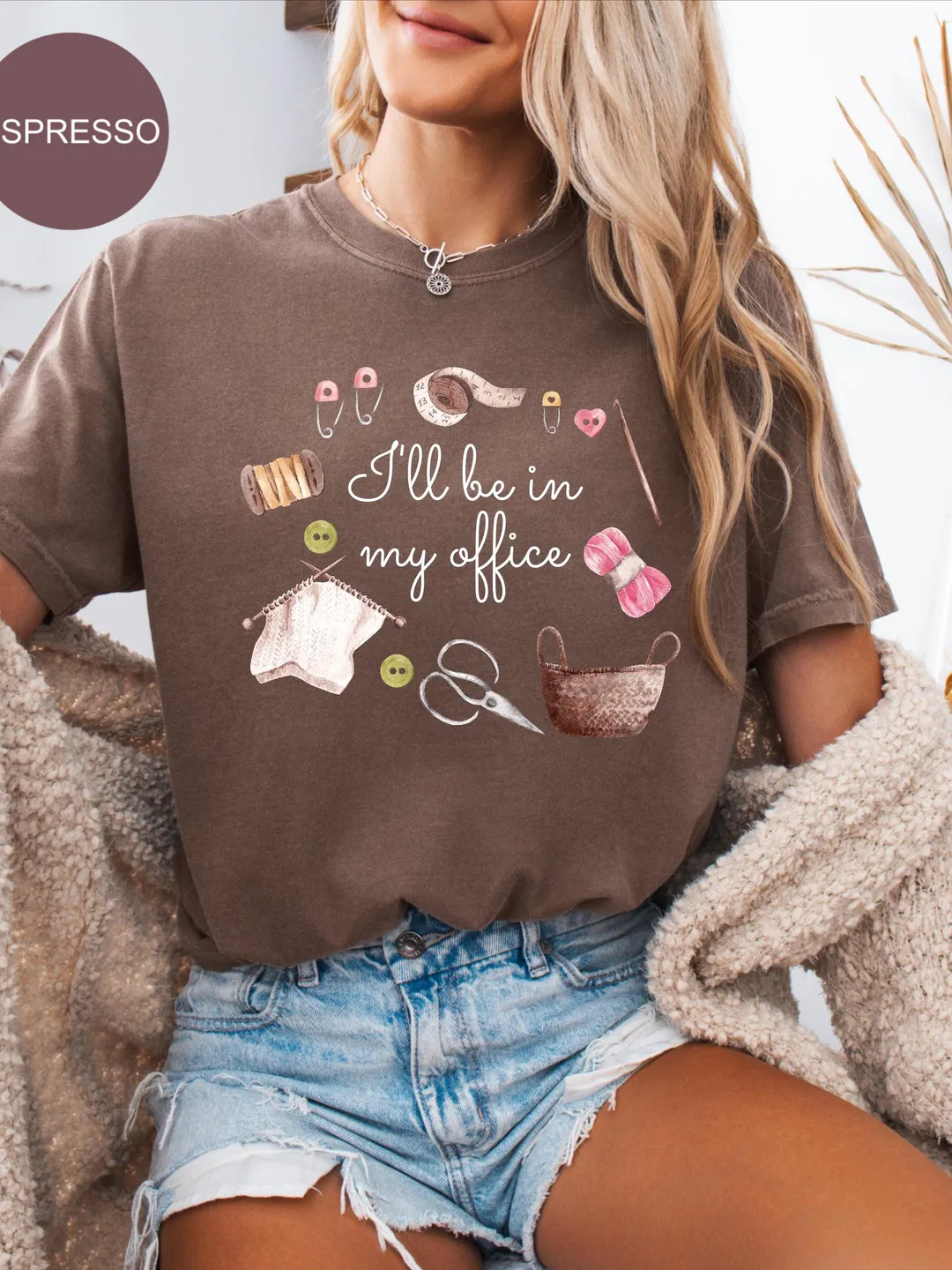Comfort Colors® I'll Be In My Office Shirt, Crafting Mom Shirt, Crochet TShirt, Crochet Lover Gift, Knitting Shirt, Crochet Shirt, Mom Gifts