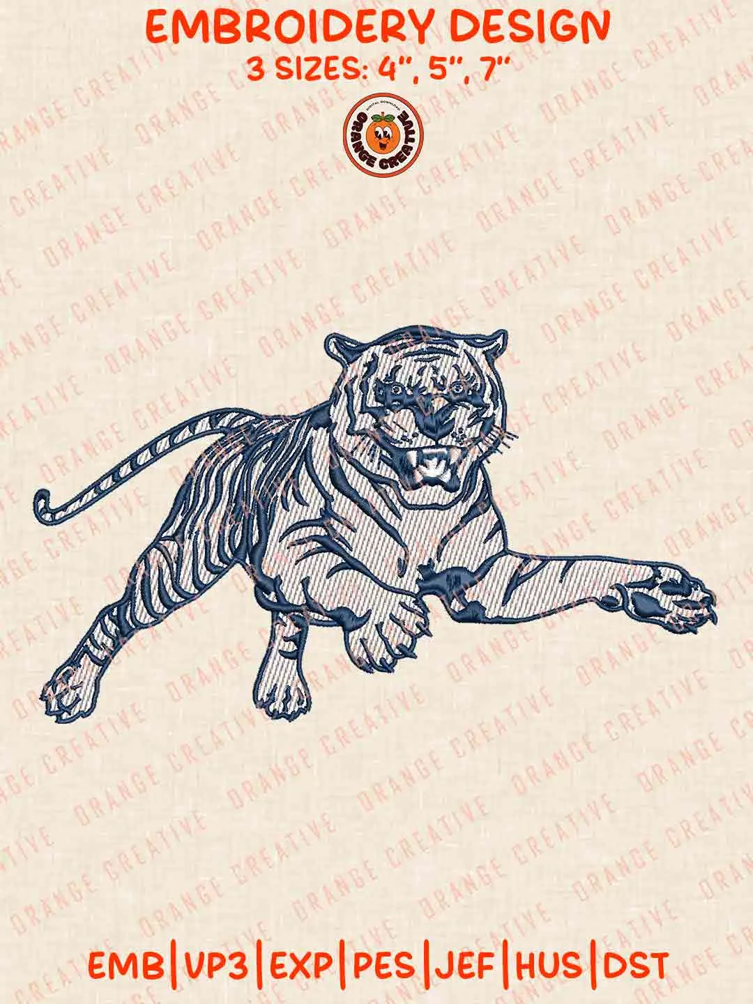 Jackson State Tiger Mascot Embroidery Design Files, Football Logos Embroidery Designs, Sport Machine Embroidery Files, 3 Sizes, Custom Sizes, Instant Download