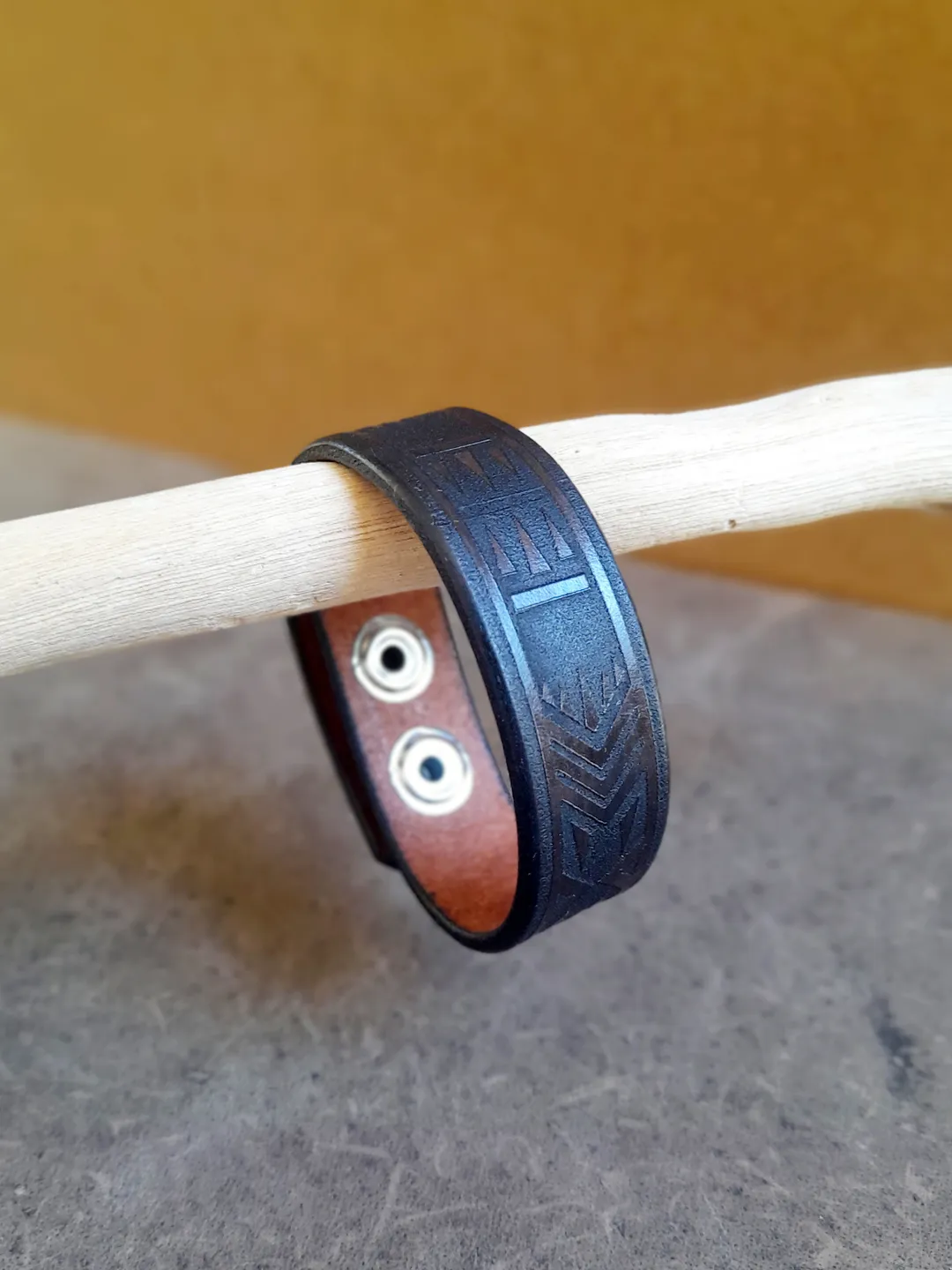 Polynesian Tribal Bracelet, Handmade Adjustable Dark Brown Leather Band for Men/Women, Secret Message/Hidden Text Wristband, Samoan Tribal