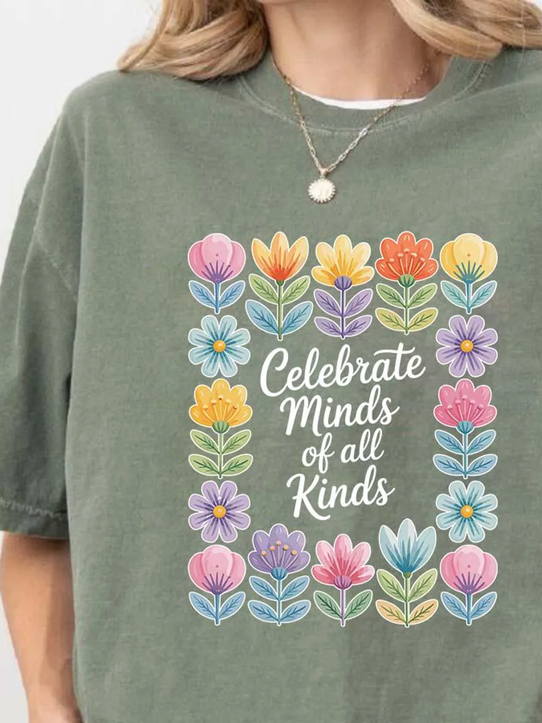 Floral Autism Acceptance Comfort Colors Shirt: Neurodiversity SPED Teacher Tee