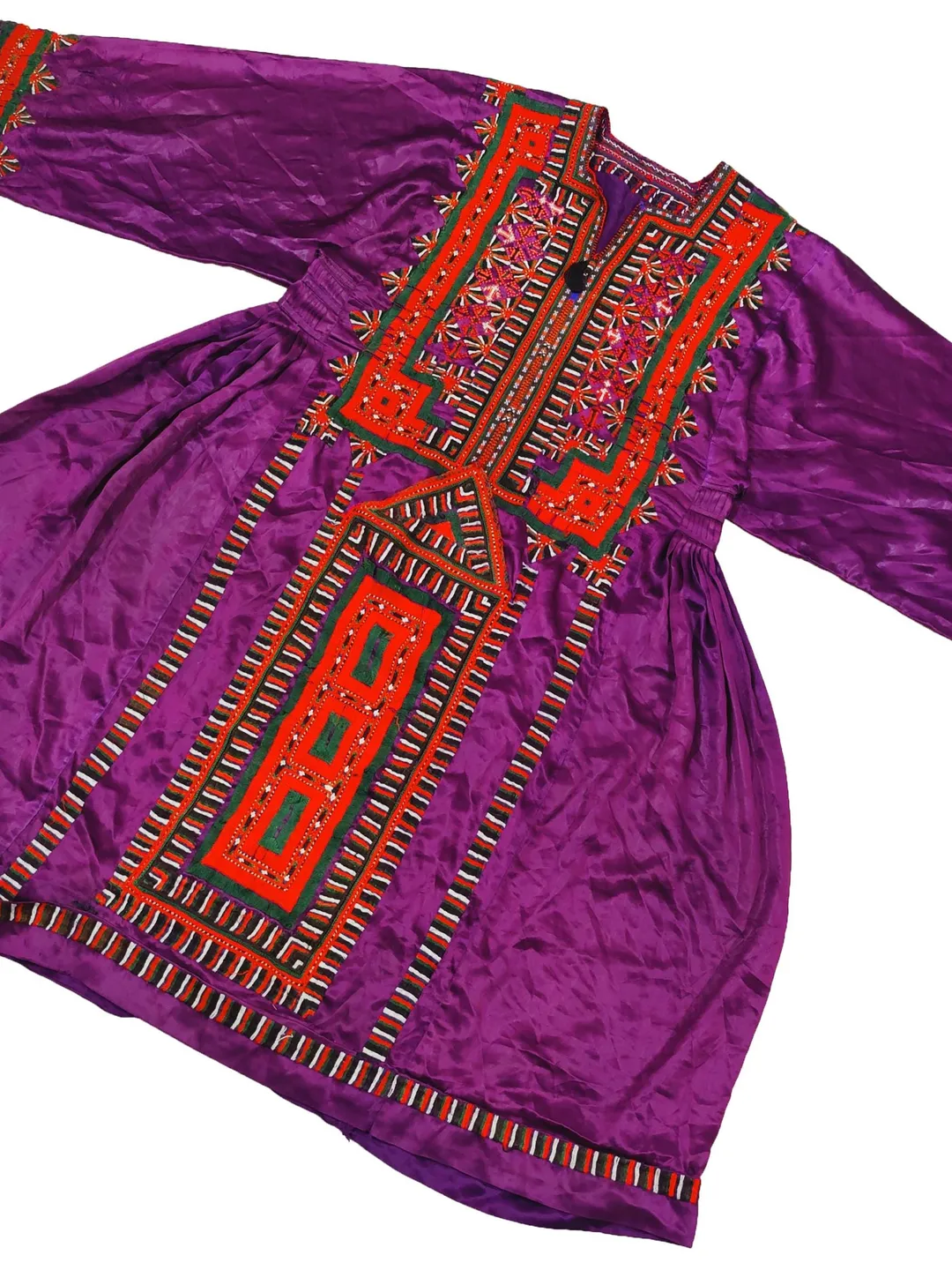 balochi ladies dress Vintage Baluchi Hand-Embroidery Gypsy Dress- Large Afghani Tribal Banjara Women's Attire Hyacinth House
