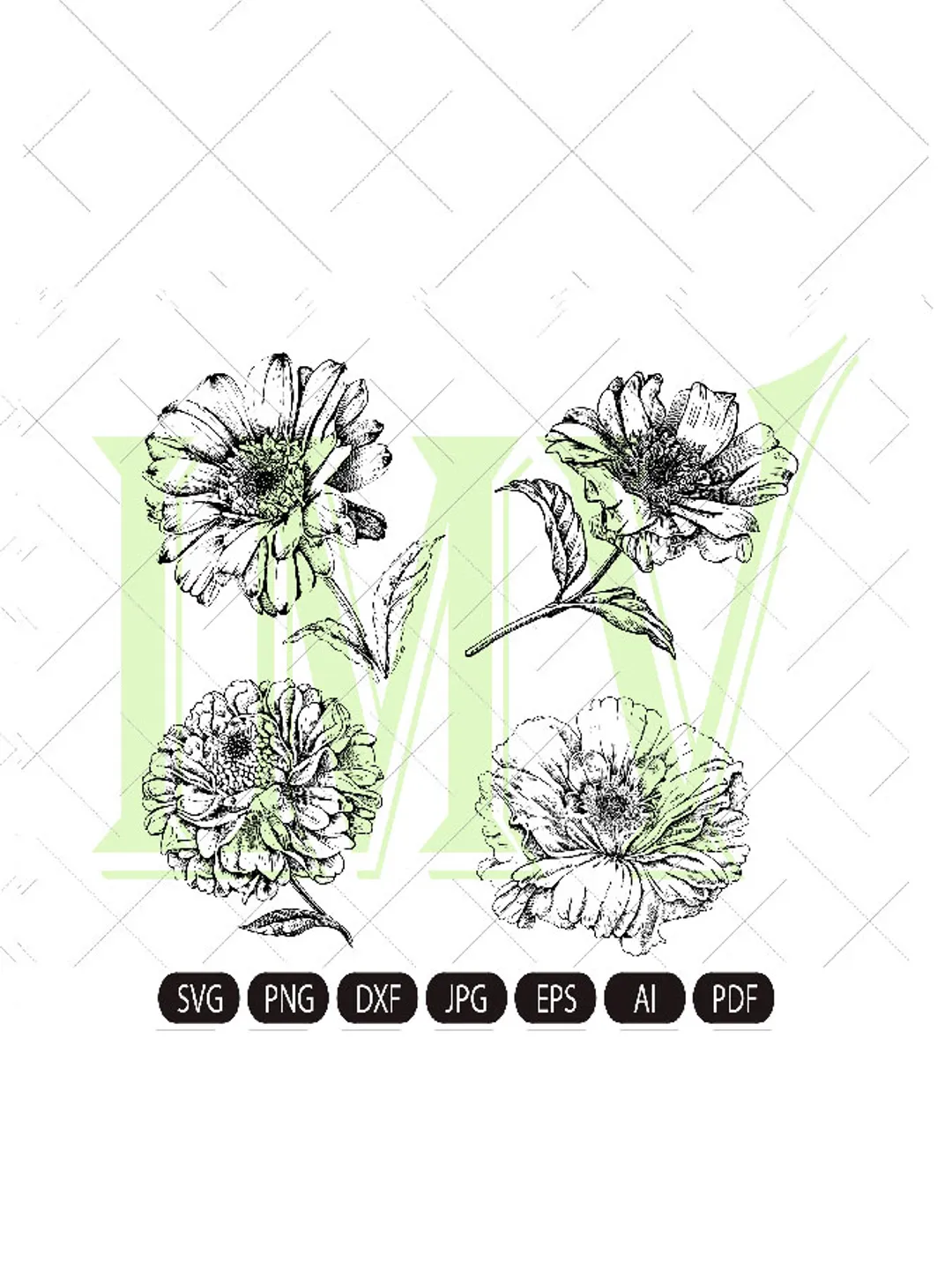 Garden flowers svg, Flower SVG, Floral SVG, svg files, Flower Png, Plant Svg, Floral Png, Botanical Svg, Hand drawn Flower Svg