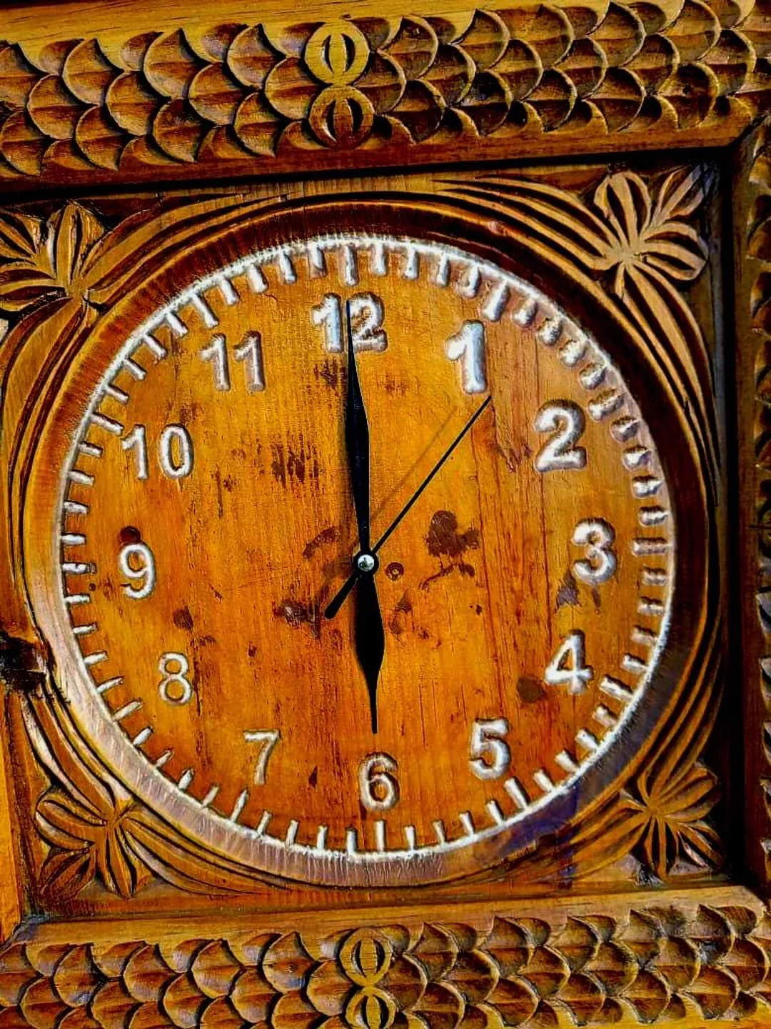 Hand Carved Wooden Wall Clock | Rustic Farmhouse Home Decor | Handmade ...
