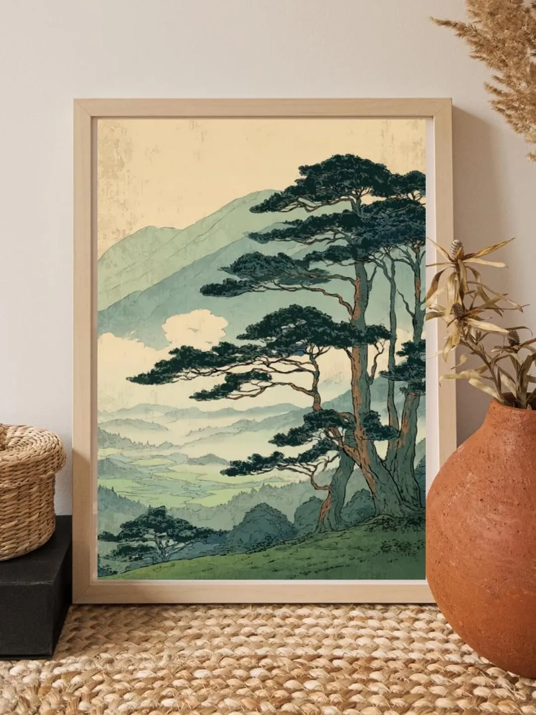 Vintage Japanese Forest Print -Mountain Landscape Wall Art -Serene Home ...