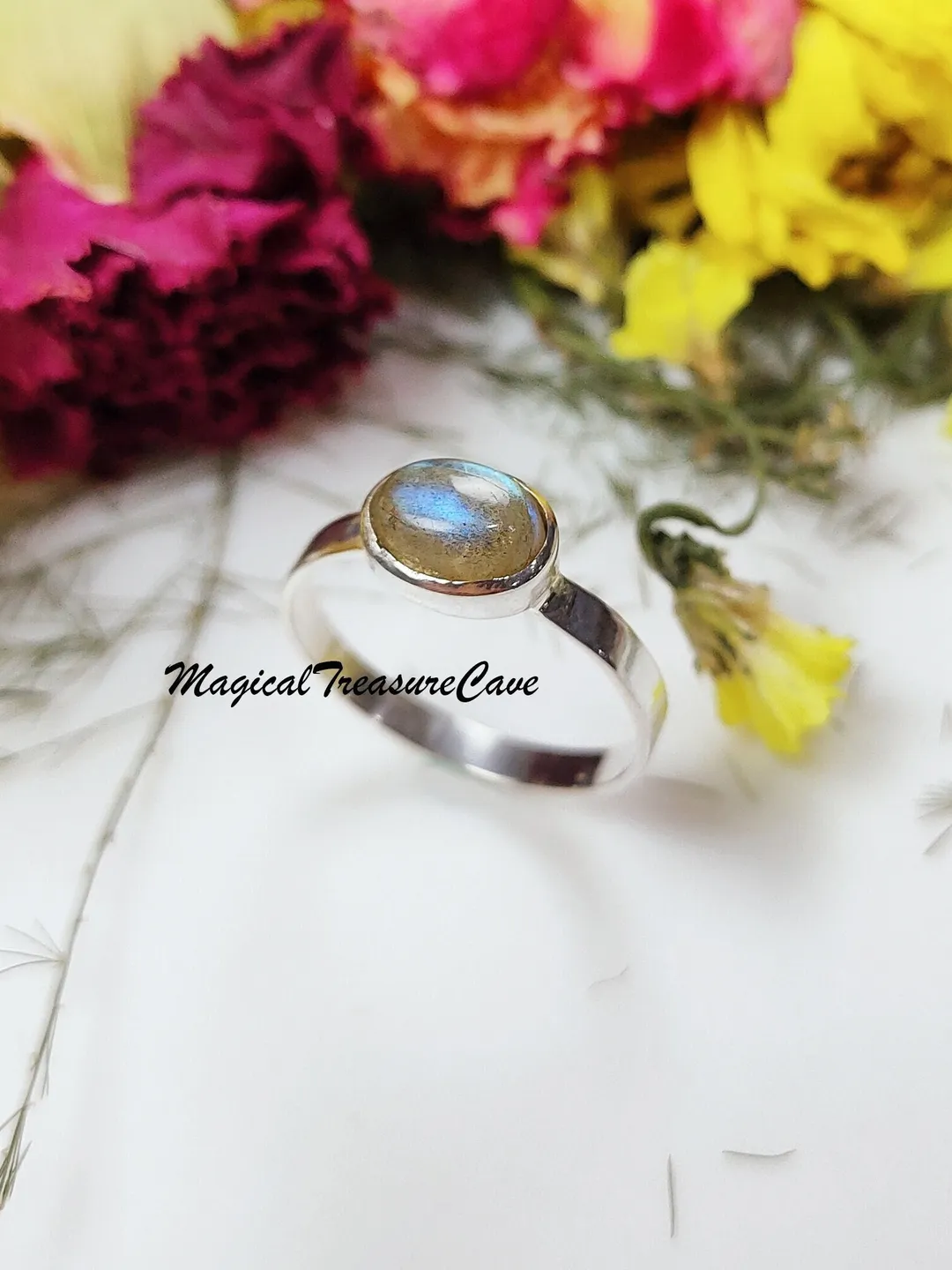 Genuine Blue Flash Labradorite Ring, 925 Sterling Silver Ring, Handmade ...