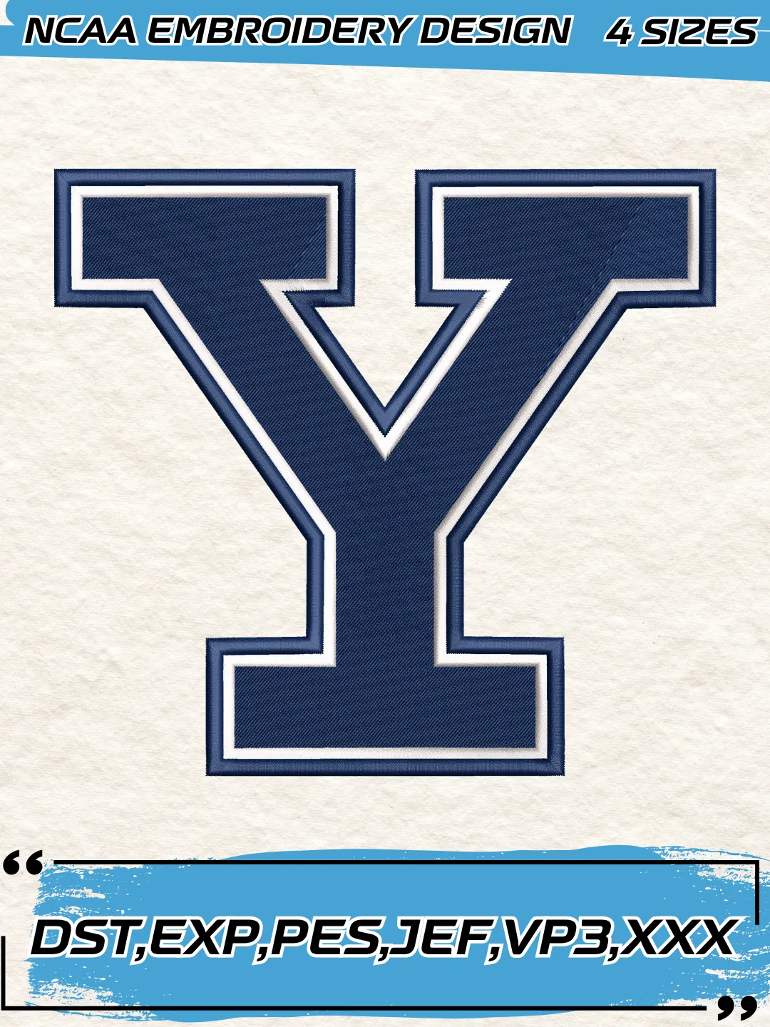 Yale Bulldogs Logo Embroidery Design,NCAA Logo Embroidery Design,Machine Embroidery Design File,4 Sizes, Digital Download