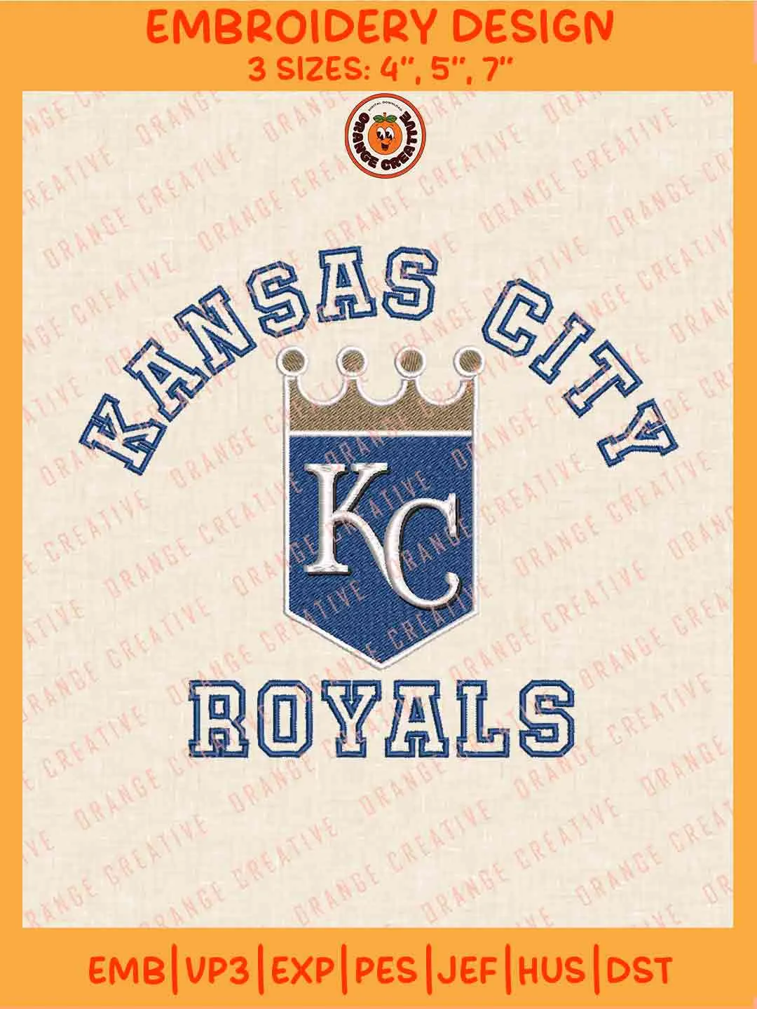 MLB Kansas City Royals Team Name Logo Embroidery Files, MLB Royals Team Embroidery Designs, Baseball Team Team Machine Embroidery Files, MLB Machine Embroidery, Digital Download