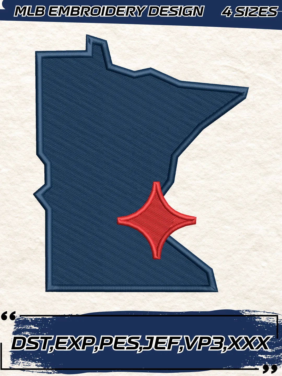 Minnesota Baseball Embroidery Design - Alternate Logo - Machine Embroidery File