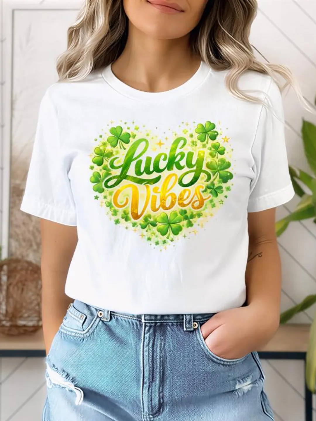 Lucky Vibes St Patrick's Day Shirt – Shamrock Clover Graphic Tee