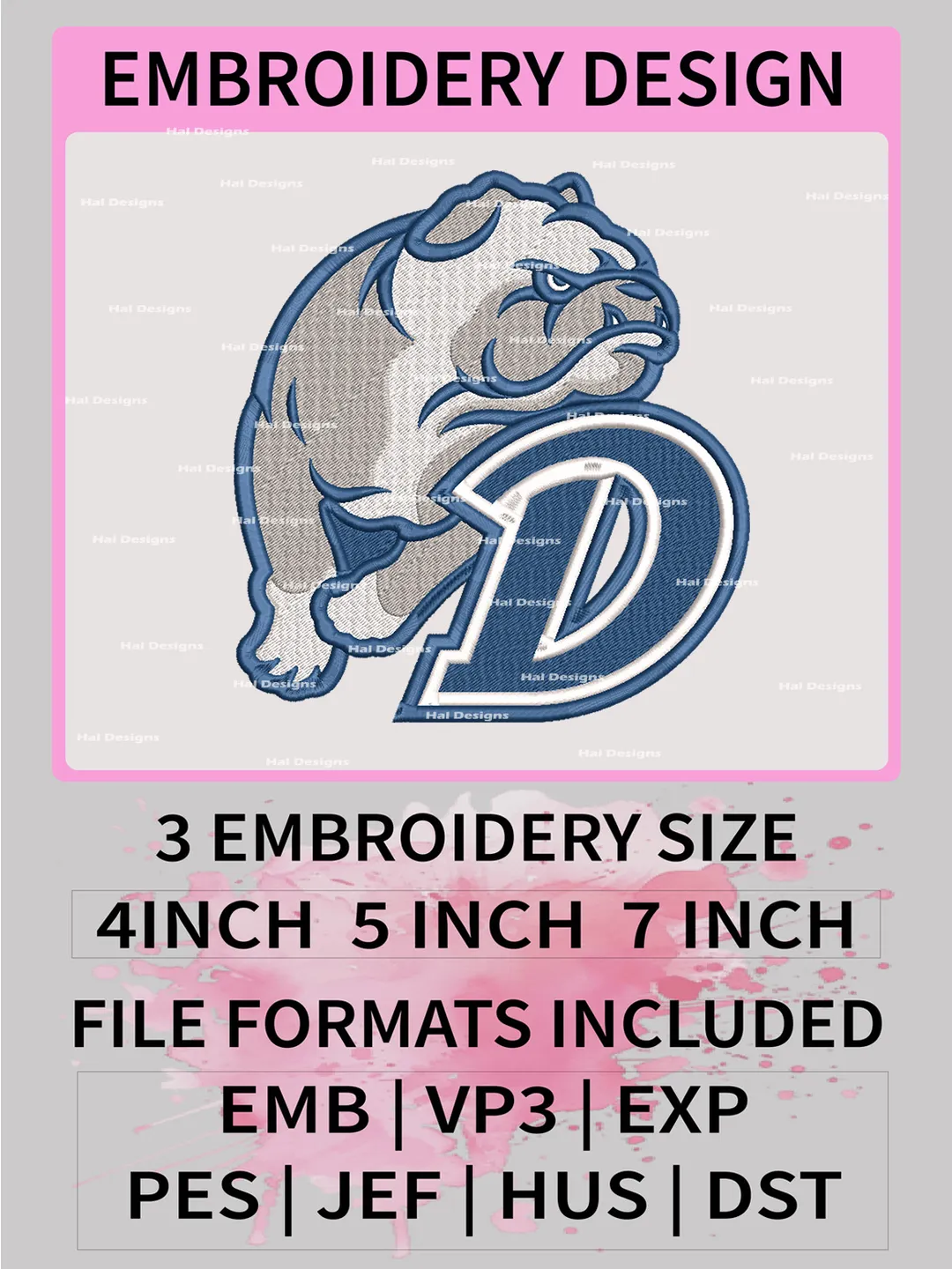 NCAA Drake Bulldogs Embroidery File, 3 Sizes, 6 Formats, NCAA Machine Embroidery Design, NCAA Logo, NCAA Teams