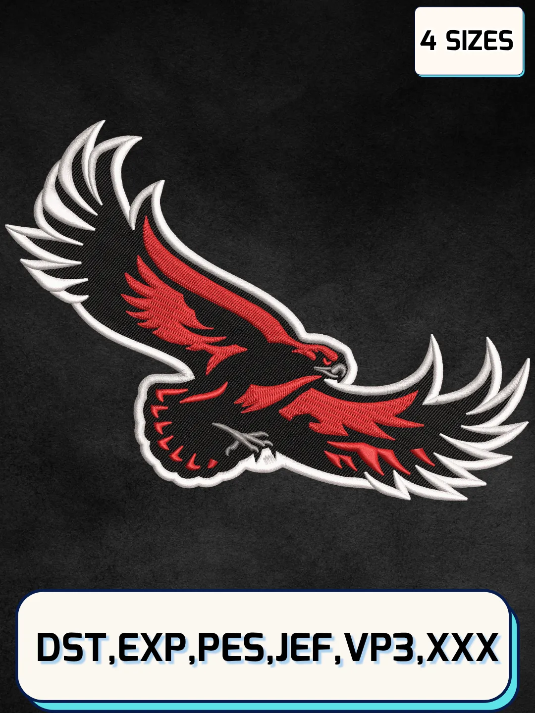 St. Josephs Hawks Logo Embroidery Design File,NCAA Logo Embroidery Design, Machine Embroidery Files, 4 Sizes