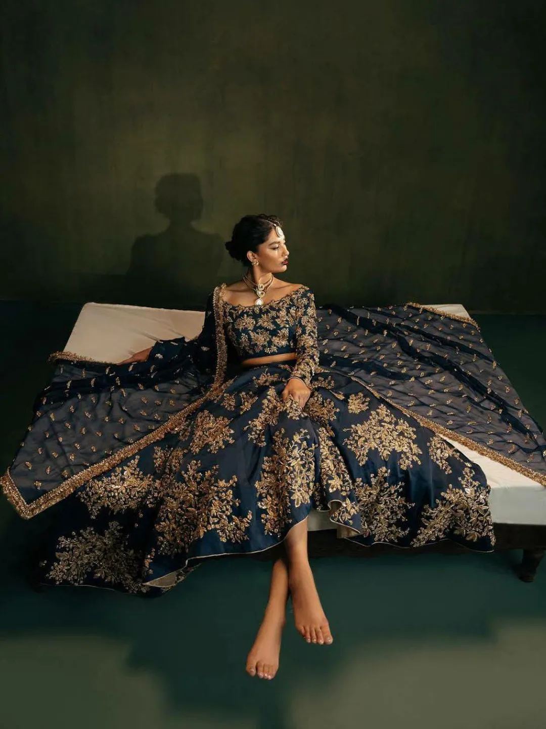 navy blue wedding dress indian Navy Blue Indian Formal Wedding Dress