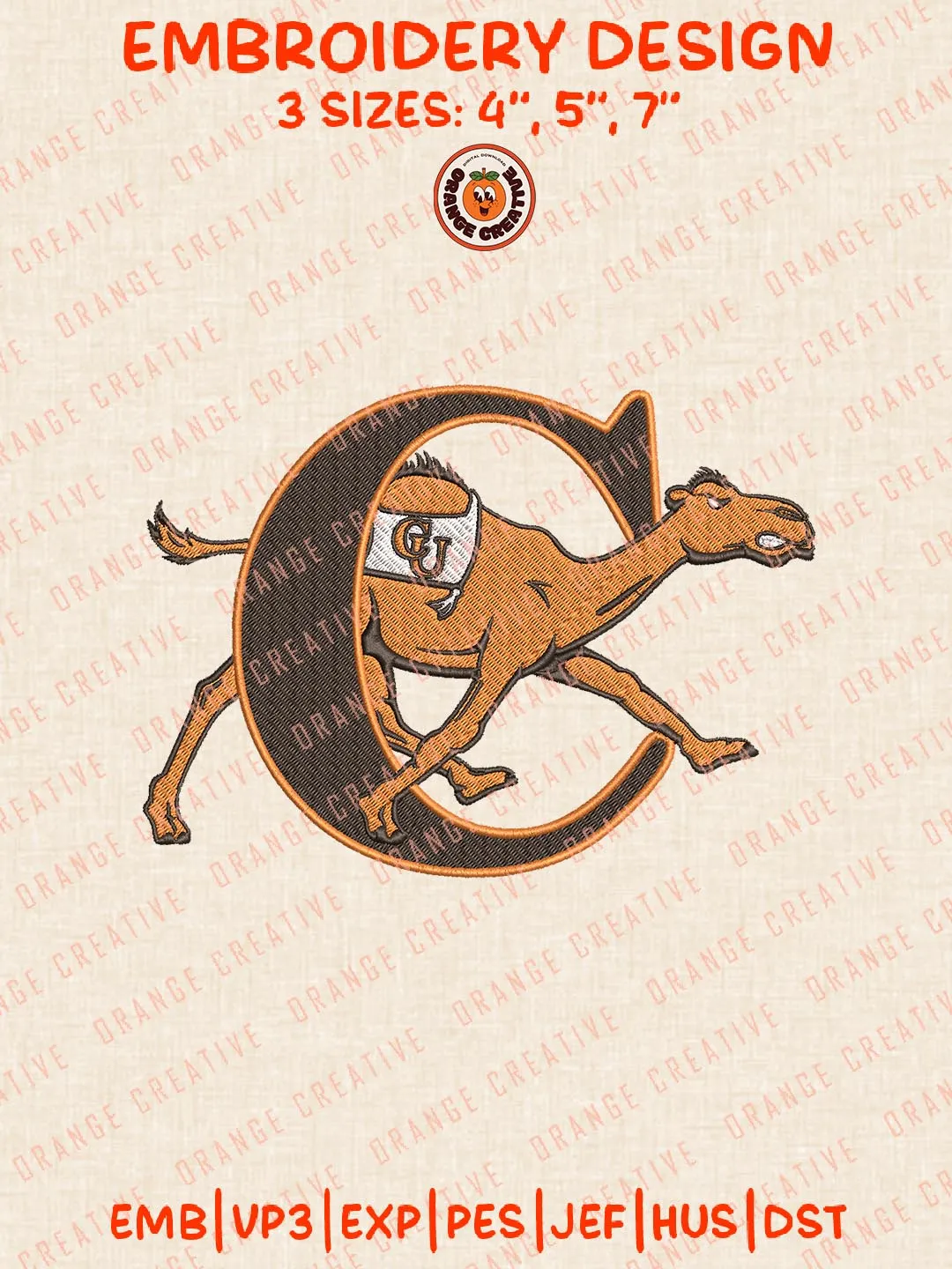 NCAA Campbell Fighting Camels Logos Embroidery Design Files, NCAA Logos Embroidery Designs, Machine Embroidery Files, 4 Sizes, Custom Sizes, Instant Download