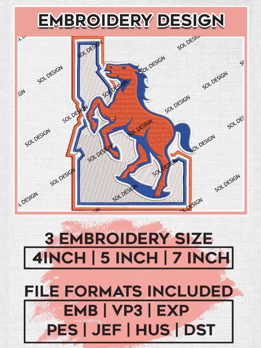 NCAA Boise State Broncos Logo Embroidery Designs, NCAA Logo Embroidery files, NCAA Boise State Team, Machine embroidery designs, Instant Download