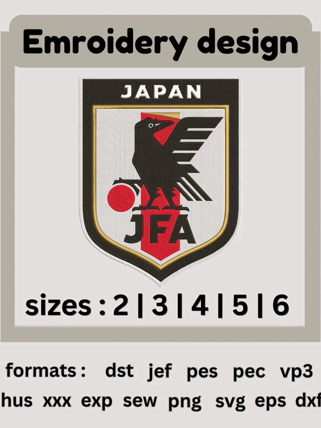 極美品 JFAサッカー日本代表エンブレム刺繍ユニフォーム 刃紋150 Japan Football Association JFA Embroidery Design | Yatagarasu