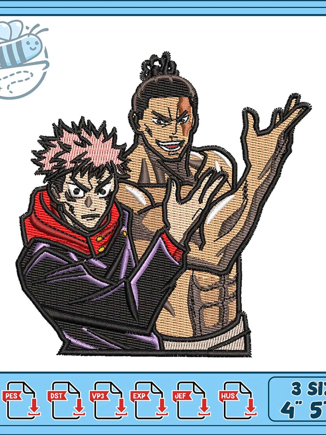 Yuji Pattern Sukuna x Yuji Itadori Embroidery Design, Jujutsu Kaisen Machine ...