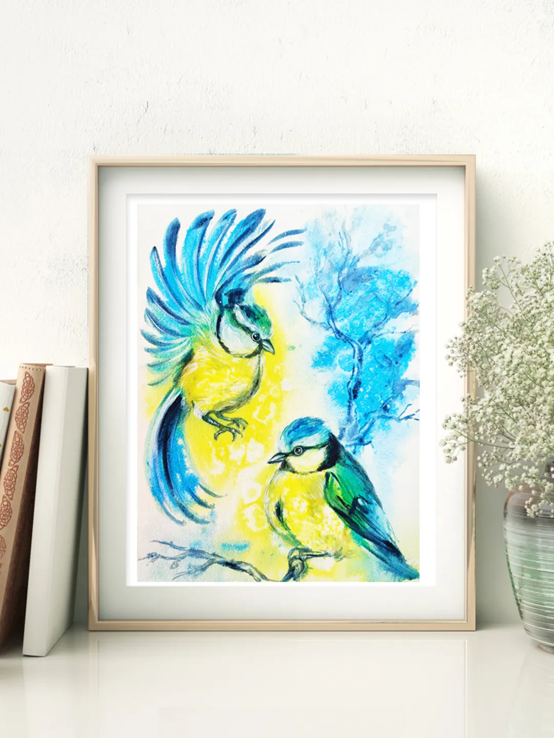 Titmouses Art Print, Printable Download, Modern Watercolor Print, Wild Animal, Wall Decor, Prints Wall Poster, Nature